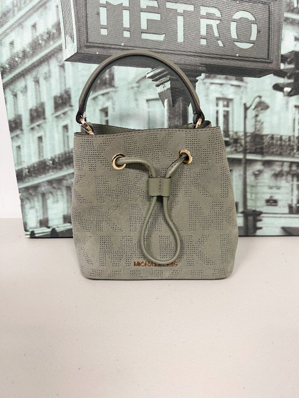 Michael Kors 35T1GU2C5S Suri Small Logo Perforated Suede Crossbody Bag
